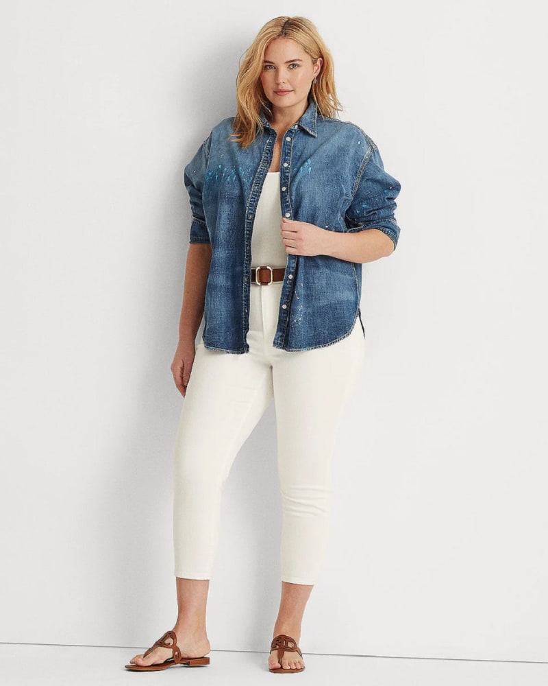 Womens plus cheap denim shirt